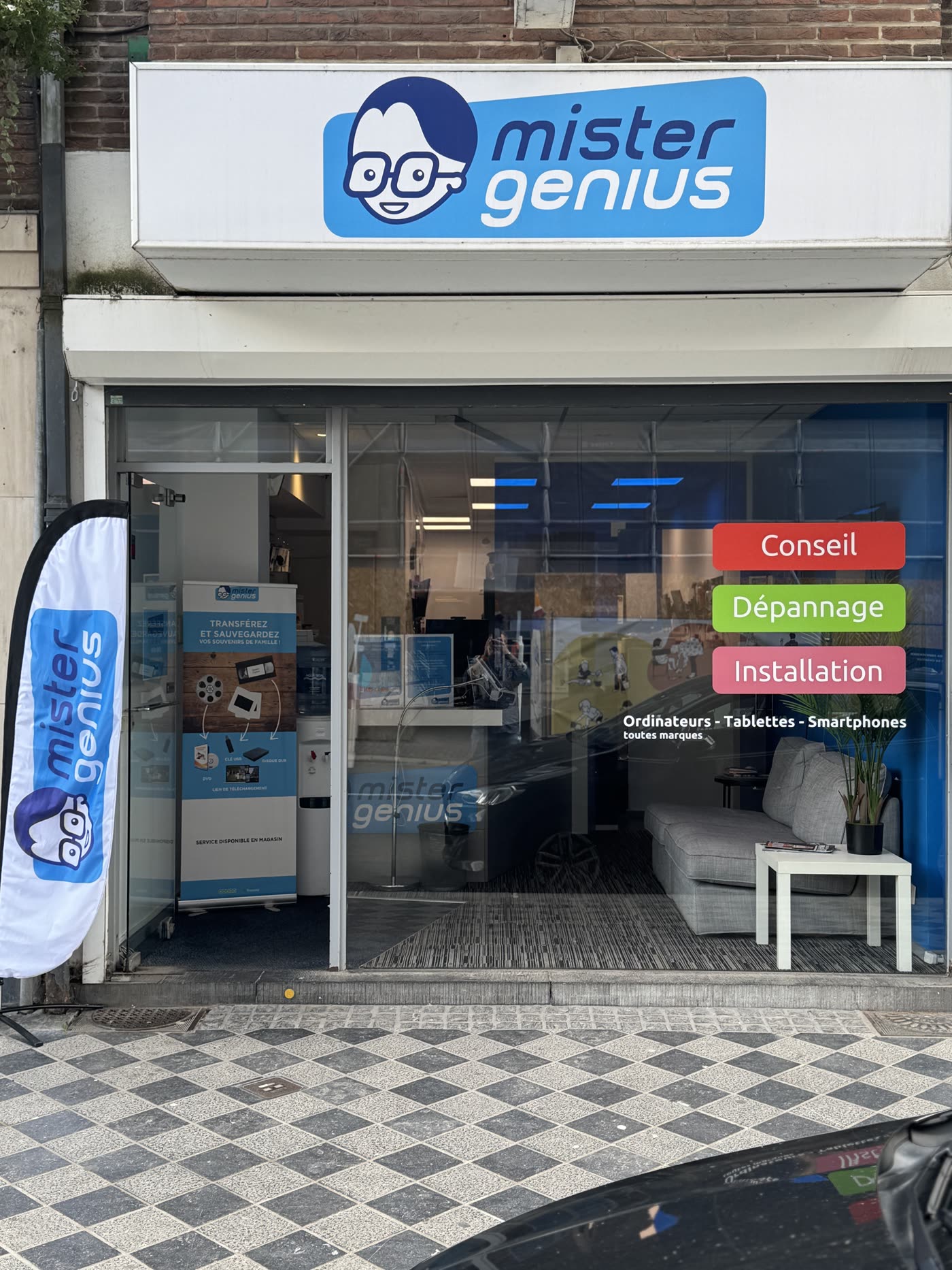 Façade du magasin Mister Genius à Wavre